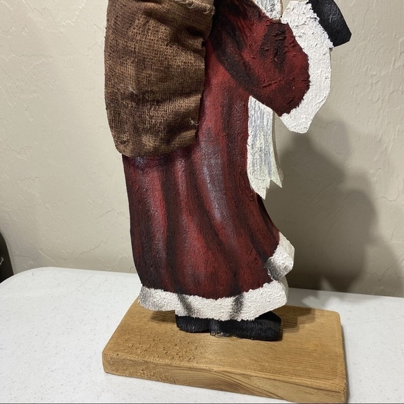 Vintage 90’s Standing Wood Old World Country Santa Toy Bag Hand Painted … - Picture 6 of 8